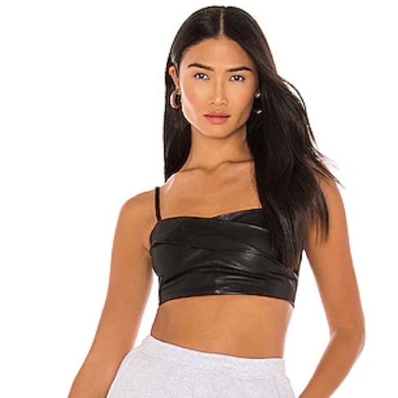 ALL SAINTS Orla Leather Crop Top (12) - Picture 1 of 10